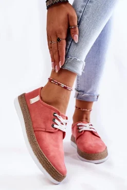 Damskie Big Star Shoes Damskie Niskie Trampki Memory Foam System Big Star KK276006 Koralowe