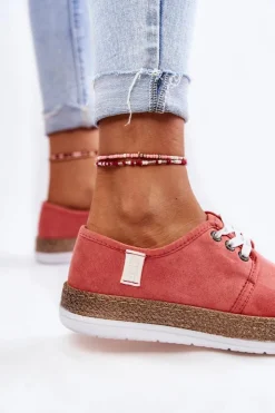 Damskie Big Star Shoes Damskie Niskie Trampki Memory Foam System Big Star KK276006 Koralowe