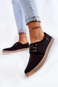 Clearance Big Star Shoes Damskie Niskie Trampki Memory Foam System Big Star KK276004 Czarne