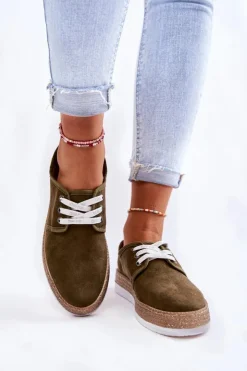 Clearance Big Star Shoes Damskie Niskie Trampki Memory Foam System Big Star KK276007 Khaki