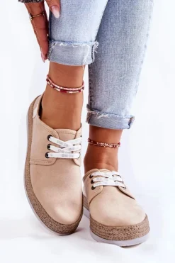 Big Star Shoes Trampki Damskie Big Star|Trampki Damskie Niskie*Damskie Niskie Trampki Memory Foam System Big Star KK276005 Beżowe