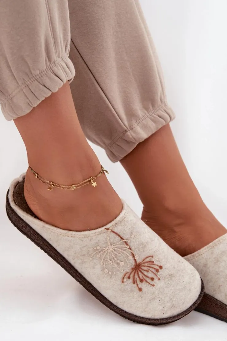 Discount INBLU Damskie Obuwie Domowe Kapcie NL000011 Beżowe Beżowy