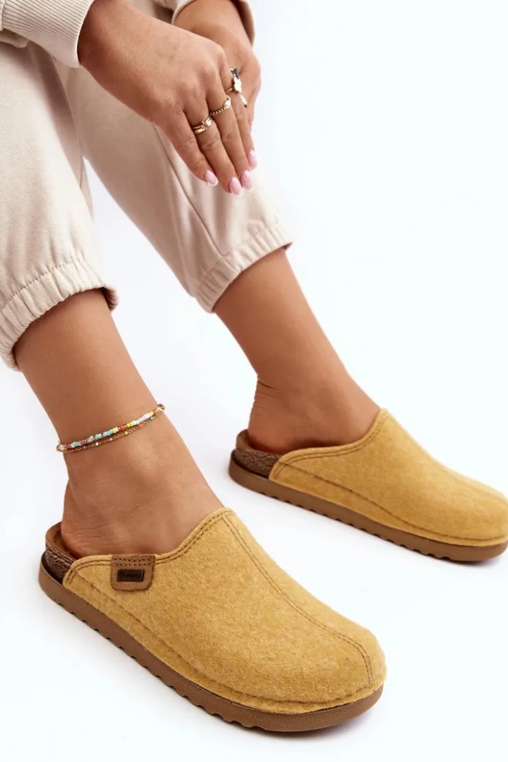 INBLU Kapcie Klasyczne|Klapki Damskie Klasyczne*Damskie Obuwie Domowe Kapcie DJ000010 Żółte