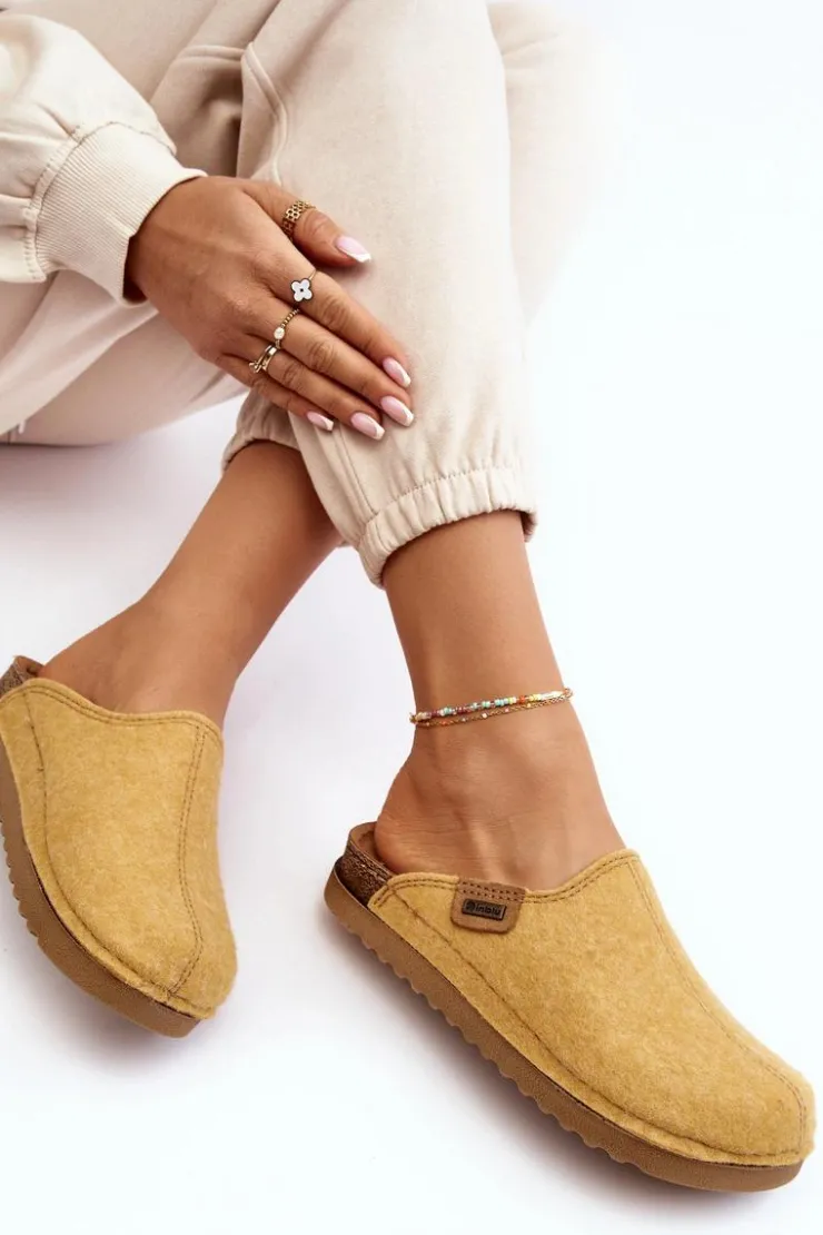 INBLU Kapcie Klasyczne|Klapki Damskie Klasyczne*Damskie Obuwie Domowe Kapcie DJ000010 Żółte