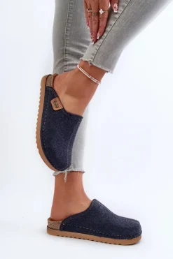 Discount INBLU Damskie Obuwie Domowe Kapcie DJ000010 Granatowe