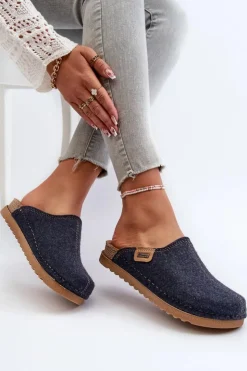 Discount INBLU Damskie Obuwie Domowe Kapcie DJ000010 Granatowe