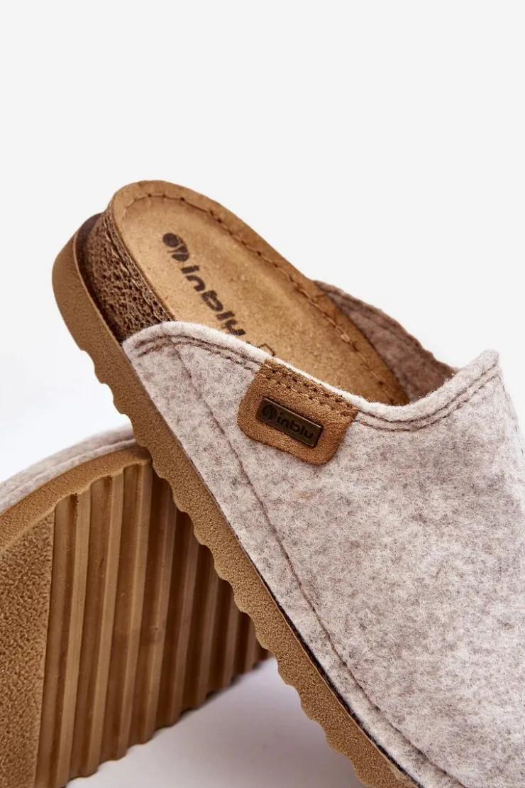 INBLU Kapcie Klasyczne|Klapki Damskie Klasyczne*Damskie Obuwie Domowe Kapcie DJ000010 Jasnobeżowe