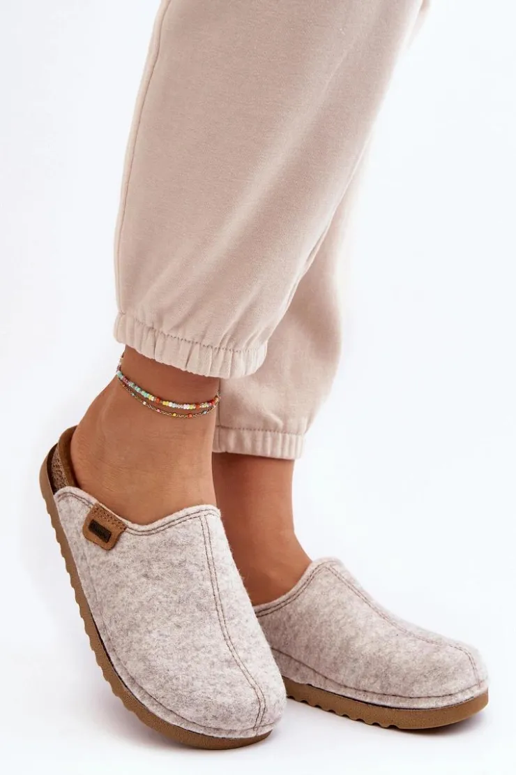 INBLU Kapcie Klasyczne|Klapki Damskie Klasyczne*Damskie Obuwie Domowe Kapcie DJ000010 Jasnobeżowe