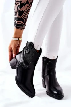 Damskie Damskie buty S.Barski Damskie Ocieplane Botki Czarne Palile