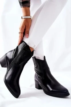 Damskie Damskie buty S.Barski Damskie Ocieplane Botki Czarne Palile