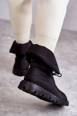 New Boto Damskie Ocieplane Botki Materiałowe Czarne Emelie