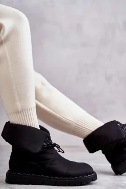 New Boto Damskie Ocieplane Botki Materiałowe Czarne Emelie