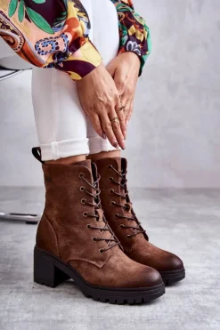 New Buty damskie Vinceza Damskie Ocieplane Botki Na Obcasie Brązowe Grethe