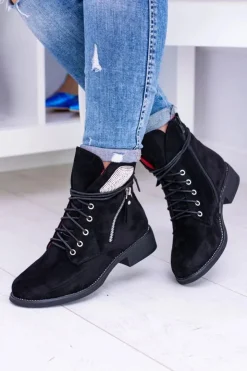 Damskie Boto Damskie Ocieplane Botki Na Zamek Cekiny Zamsz Cortina