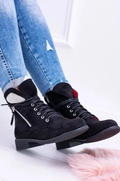 Damskie Boto Damskie Ocieplane Botki Na Zamek Cekiny Zamsz Cortina