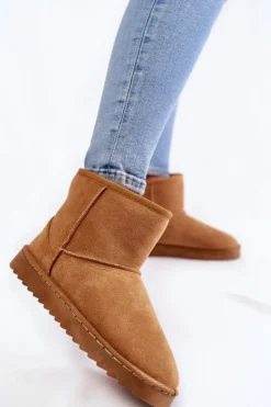 Boto Śniegowce Damskie*Damskie Ocieplane Botki Śniegowce Jasnobrązowe Virgina