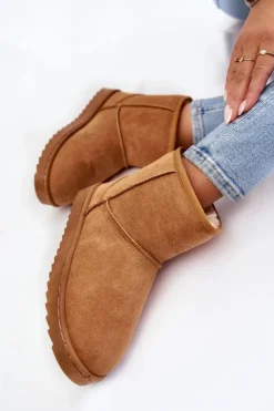 Boto Śniegowce Damskie*Damskie Ocieplane Botki Śniegowce Jasnobrązowe Virgina