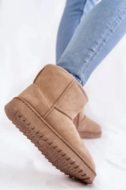 Damskie Boto Damskie Ocieplane Botki Śniegowce Jasnobeżowe Virgina