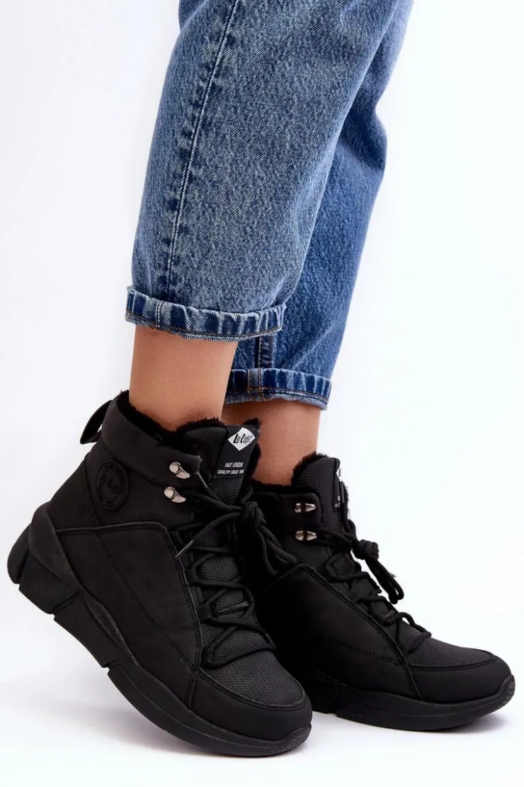 Lee Cooper Trekkingowe Damskie|Damskie Trapery*Damskie Ocieplane Botki Na Platformie LCJ-23-44-1979L Czarne