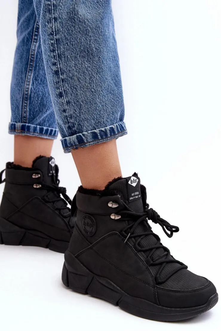 Lee Cooper Trekkingowe Damskie|Damskie Trapery*Damskie Ocieplane Botki Na Platformie LCJ-23-44-1979L Czarne