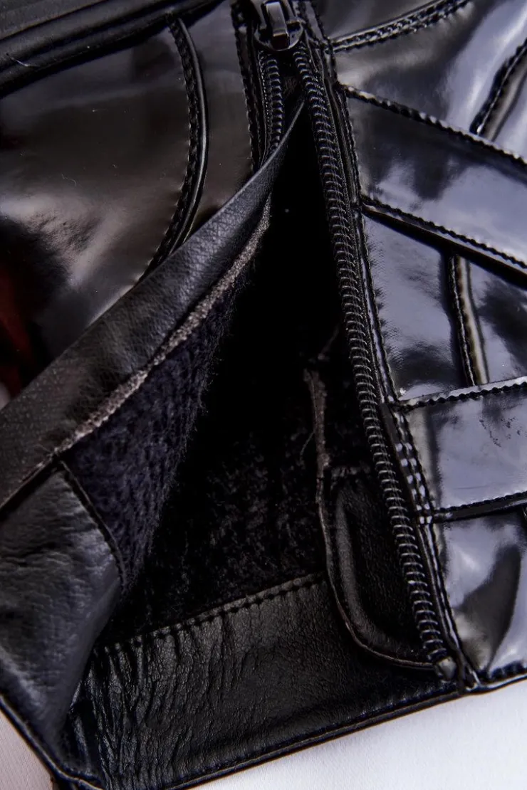 Boto Czarne Botki|Botki Zimowe Damskie*Damskie Ocieplane Botki Na Płaskim Obcasie Z Suwakiem Czarne Joshie