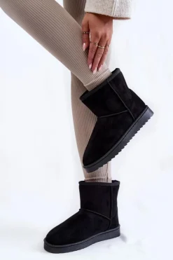 Outlet Boto Damskie Ocieplane Botki Śniegowce Czarne Virgina