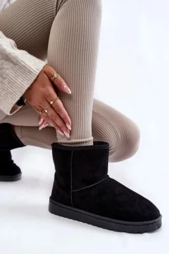 Outlet Boto Damskie Ocieplane Botki Śniegowce Czarne Virgina