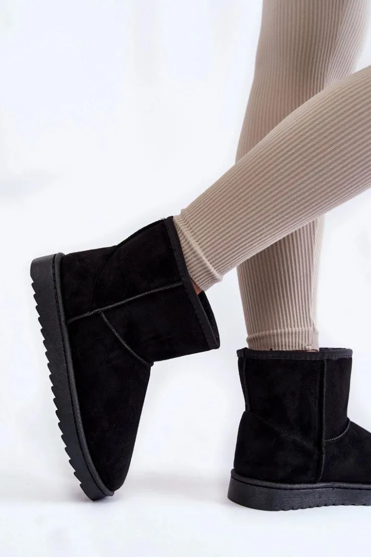 Outlet Boto Damskie Ocieplane Botki Śniegowce Czarne Virgina