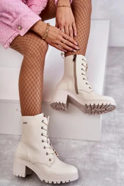 Damskie Buty damskie Vinceza Damskie Ocieplane Botki Na Obcasie Jasny Beż Grethe