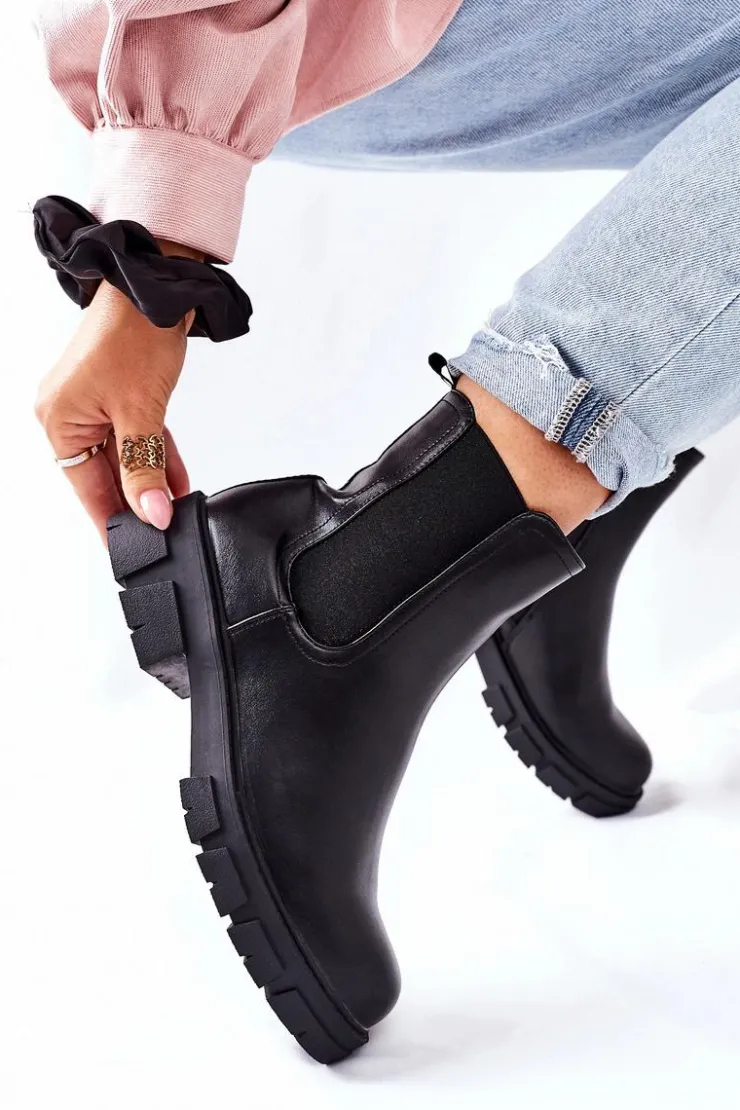 Sale Damskie buty S.Barski Damskie Ocieplane Botki Sztyblety Czarne Roulette