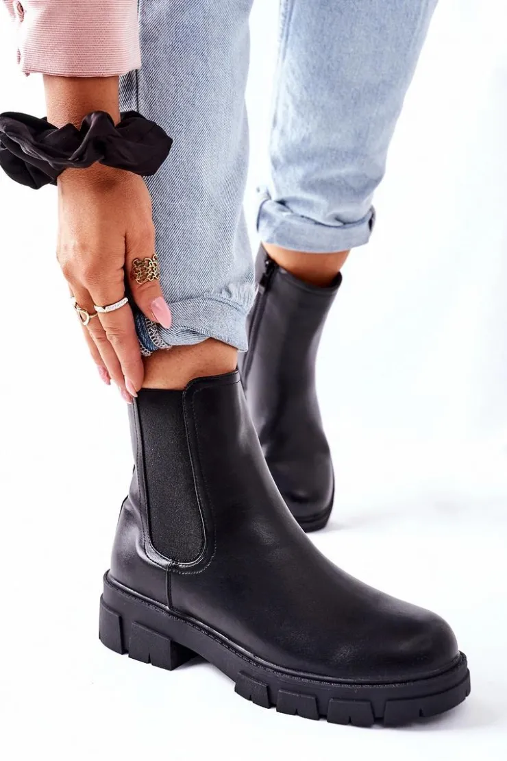 Sale Damskie buty S.Barski Damskie Ocieplane Botki Sztyblety Czarne Roulette