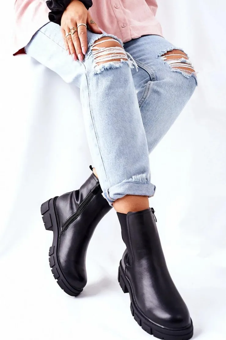 Sale Damskie buty S.Barski Damskie Ocieplane Botki Sztyblety Czarne Roulette