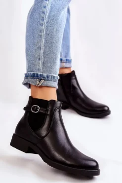 Damskie Boto Damskie Ocieplane Botki Sztyblety Czarne Janette