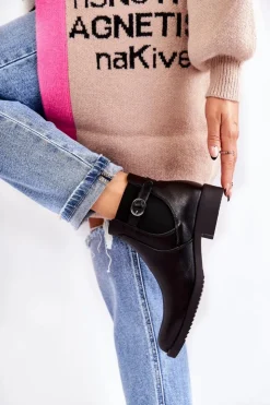 Damskie Boto Damskie Ocieplane Botki Sztyblety Czarne Janette