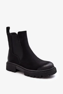 Outlet Boto Damskie Ocieplane Botki Sztyblety Na Suwak Czarne Vesta