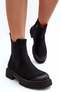 Outlet Boto Damskie Ocieplane Botki Sztyblety Na Suwak Czarne Vesta