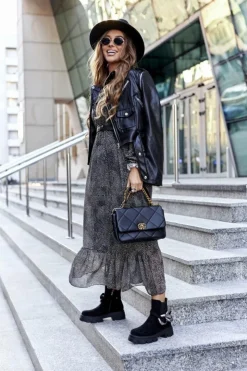 Damskie buty S.Barski Czarne Botki|Botki Zimowe Damskie*Damskie Ocieplane Botki Sztyblety Czarne Visione