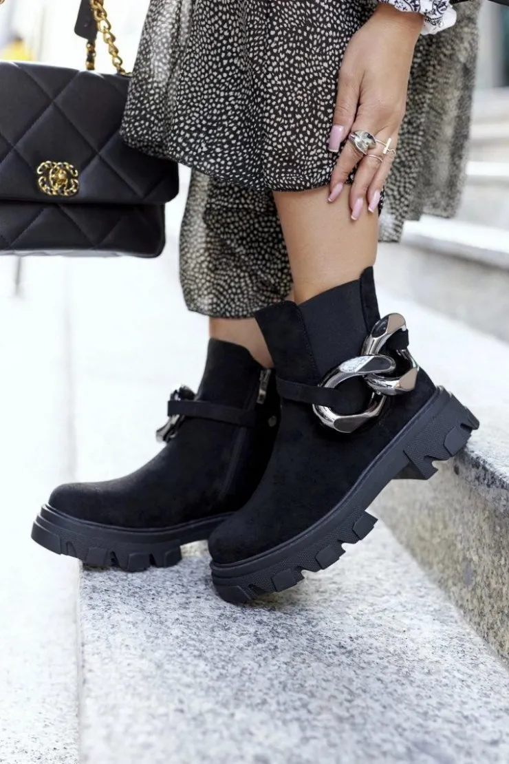 Damskie buty S.Barski Czarne Botki|Botki Zimowe Damskie*Damskie Ocieplane Botki Sztyblety Czarne Visione