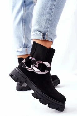 Damskie buty S.Barski Czarne Botki|Botki Zimowe Damskie*Damskie Ocieplane Botki Sztyblety Czarne Visione