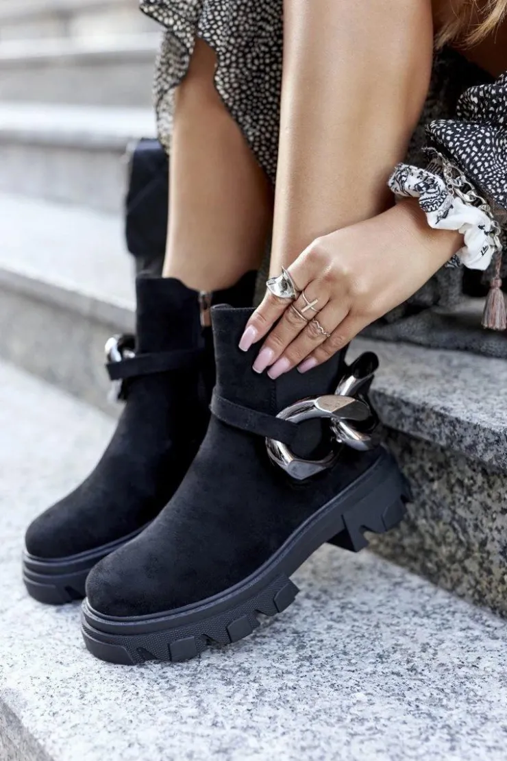 Damskie buty S.Barski Czarne Botki|Botki Zimowe Damskie*Damskie Ocieplane Botki Sztyblety Czarne Visione