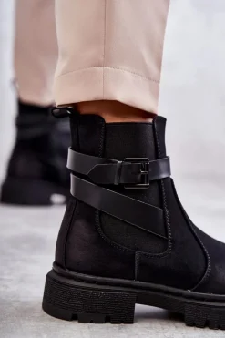 Boto Botki Zimowe Damskie|Brązowe I Beżowe Botki*Damskie Ocieplane Botki Sztyblety Z Paskiem Czarne Jose