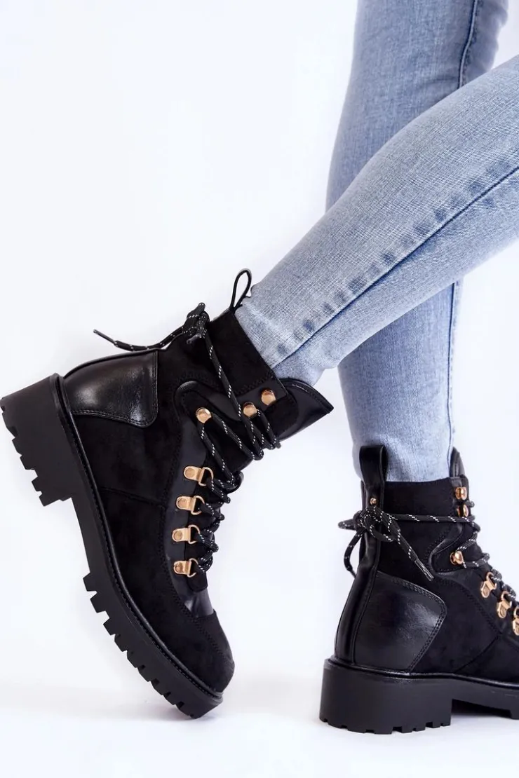 Evento Damskie Trapery|Botki Sznurowane*Damskie Ocieplane Botki Sznurowane Czarne Jesse