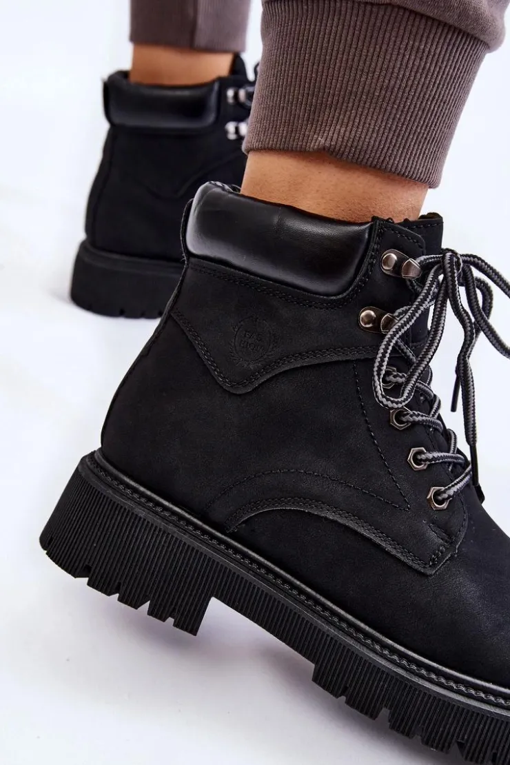 Boto Damskie Trapery|Botki Sznurowane*Damskie Ocieplane Botki Trapery Sznurowane Czarne Halfway