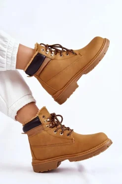 Sale Boto Damskie Ocieplane Botki Trapery Camel Lonne