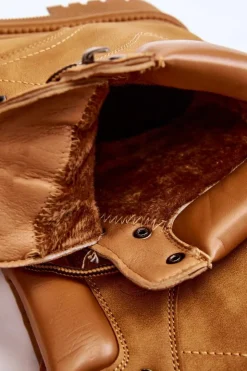 Damskie Boto Damskie Ocieplane Botki Trapery Sznurowane Camel Halfway