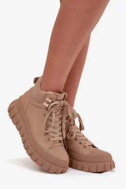 Boto Botki Ocieplane|Damskie Trapery*Damskie Ocieplane Botki Trapery Na Platformie Camel Carenna