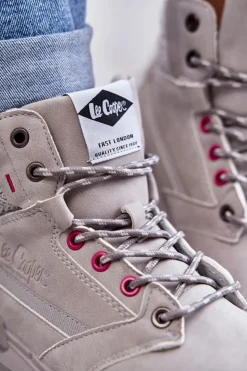 Damskie Lee Cooper Damskie Ocieplane Botki Trapery LCJ-22-01-1373 Szare