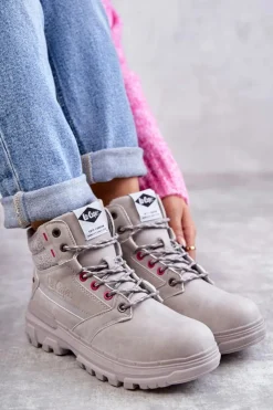 Damskie Lee Cooper Damskie Ocieplane Botki Trapery LCJ-22-01-1373 Szare