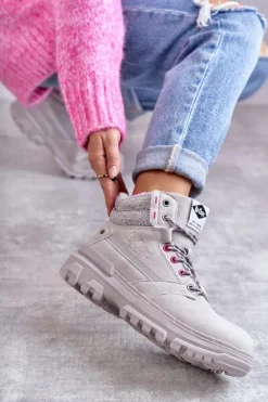 Damskie Lee Cooper Damskie Ocieplane Botki Trapery LCJ-22-01-1373 Szare