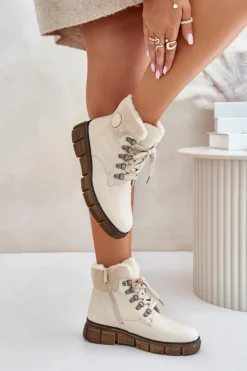 Boto Botki Ocieplane|Damskie Trapery*Damskie Ocieplane Botki Trapery Na Zamek Beżowe Mevanisa Beżowy